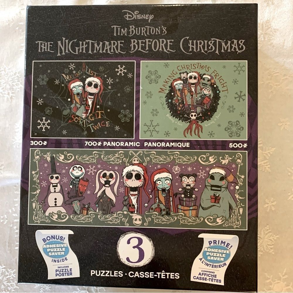 Disney Tim Burtons Nightmare Before Christmas Puzzle Set 3-in-1 NWT
